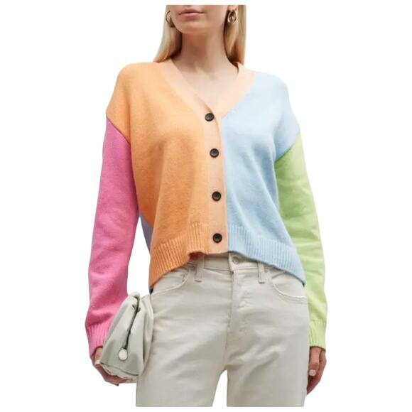 EUC Rails Reese Pastel Color blocked Button Front Cardigan $248 Size Medium - Picture 9 of 13